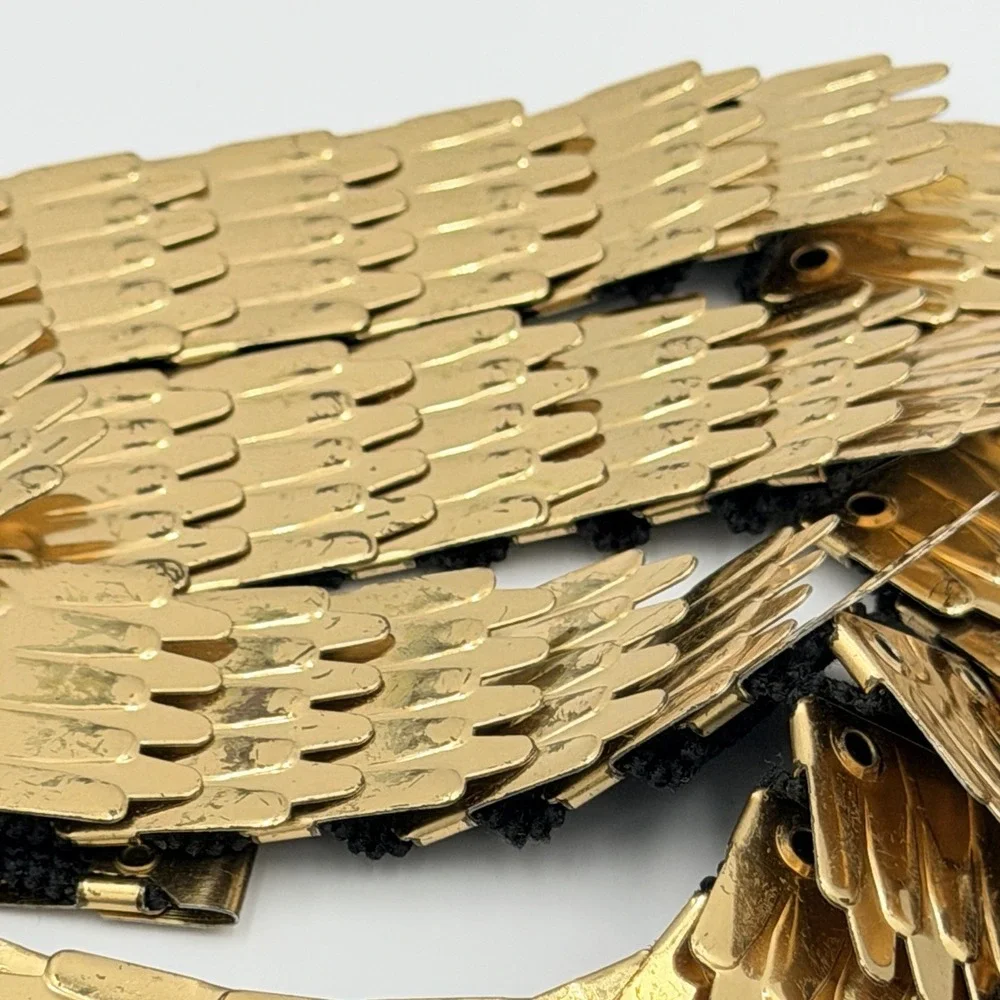 VTG Gold Fish Scale Belt Disco Glam 80s Festival Boho Stretch Mesh Statement